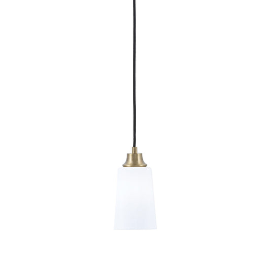 Toltec Cord 4.5in 1-Light Pendant | Modern New Age Brass Steel and White Opal Glass | Kitchen Island & Dining Room | 4.5 x 4.5 x 8.75 in | Model 32-NAB-261