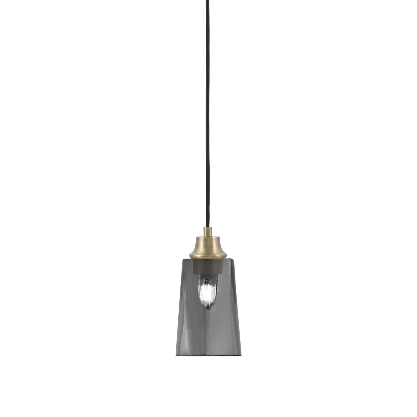 Toltec Cord 4.5in 1-Light Pendant | New Age Brass Steel and Smoke Bubble Glass | Kitchen Island & Dining Room | 4.5 x 4.5 x 8.75 in | Model 32-NAB-262