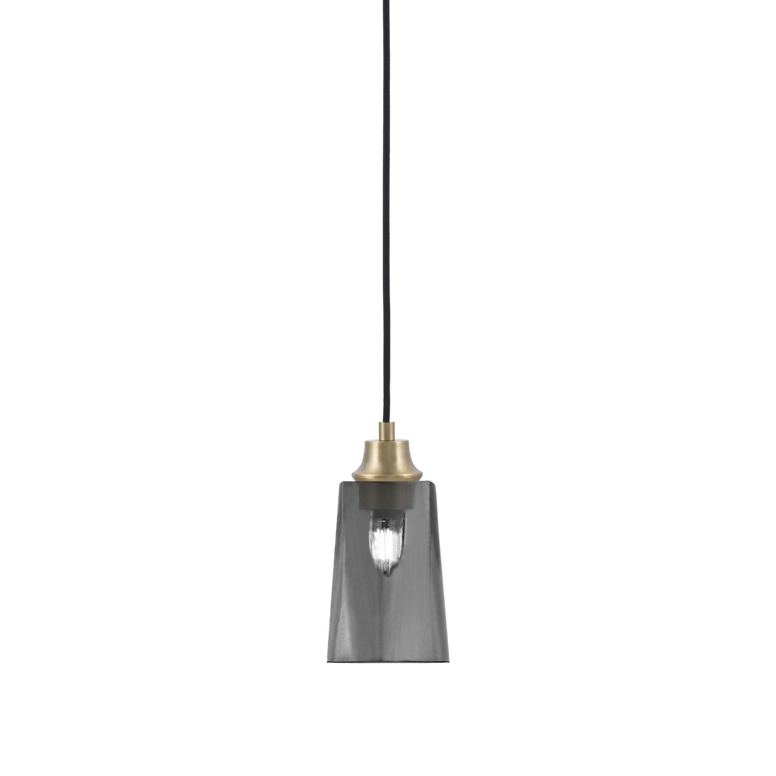 Toltec Cord 4.5in 1-Light Pendant | New Age Brass Steel and Smoke Bubble Glass | Kitchen Island & Dining Room | 4.5 x 4.5 x 8.75 in | Model 32-NAB-262