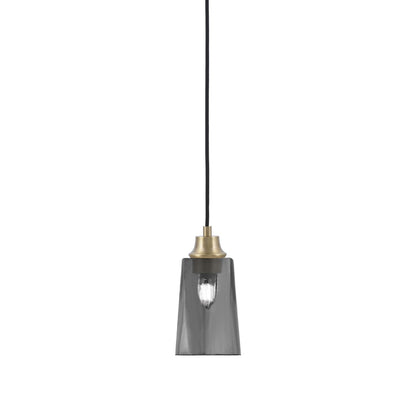 Toltec Cord 4.5in 1-Light Pendant | New Age Brass Steel and Smoke Bubble Glass | Kitchen Island & Dining Room | 4.5 x 4.5 x 8.75 in | Model 32-NAB-262