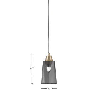 Toltec Cord 4.5in 1-Light Pendant | New Age Brass Steel and Smoke Bubble Glass | Kitchen Island & Dining Room | 4.5 x 4.5 x 8.75 in | Model 32-NAB-262