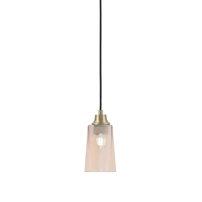 Toltec Cord 4.5in 1-Light Pendant | New Age Brass Steel and Amber Gradient Glass | Kitchen Island & Dining Room | 4.5 x 4.5 x 8.75 in | Model 32-NAB-263