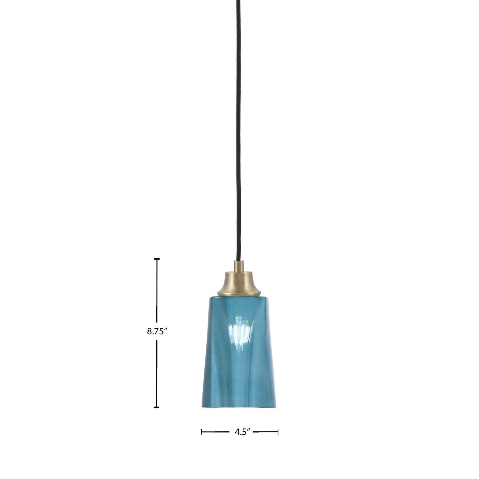 Toltec Cord 4.5in 1-Light Pendant | New Age Brass Steel and Blue Gradient Glass | Kitchen Island & Dining Room | 4.5 x 4.5 x 8.75 in | Model 32-NAB-265