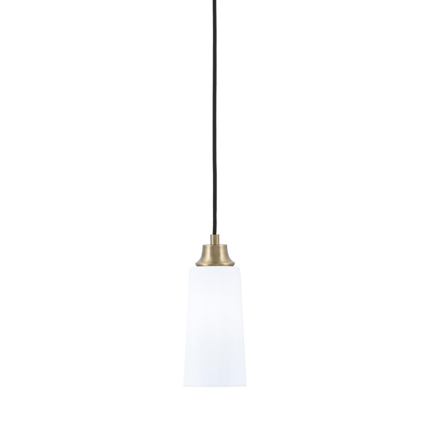Toltec Cord 5in 1-Light Pendant | New Age Brass Steel and White Opal Glass | Kitchen Island & Dining Room | 5 x 5 x 12 in | Model 32-NAB-291