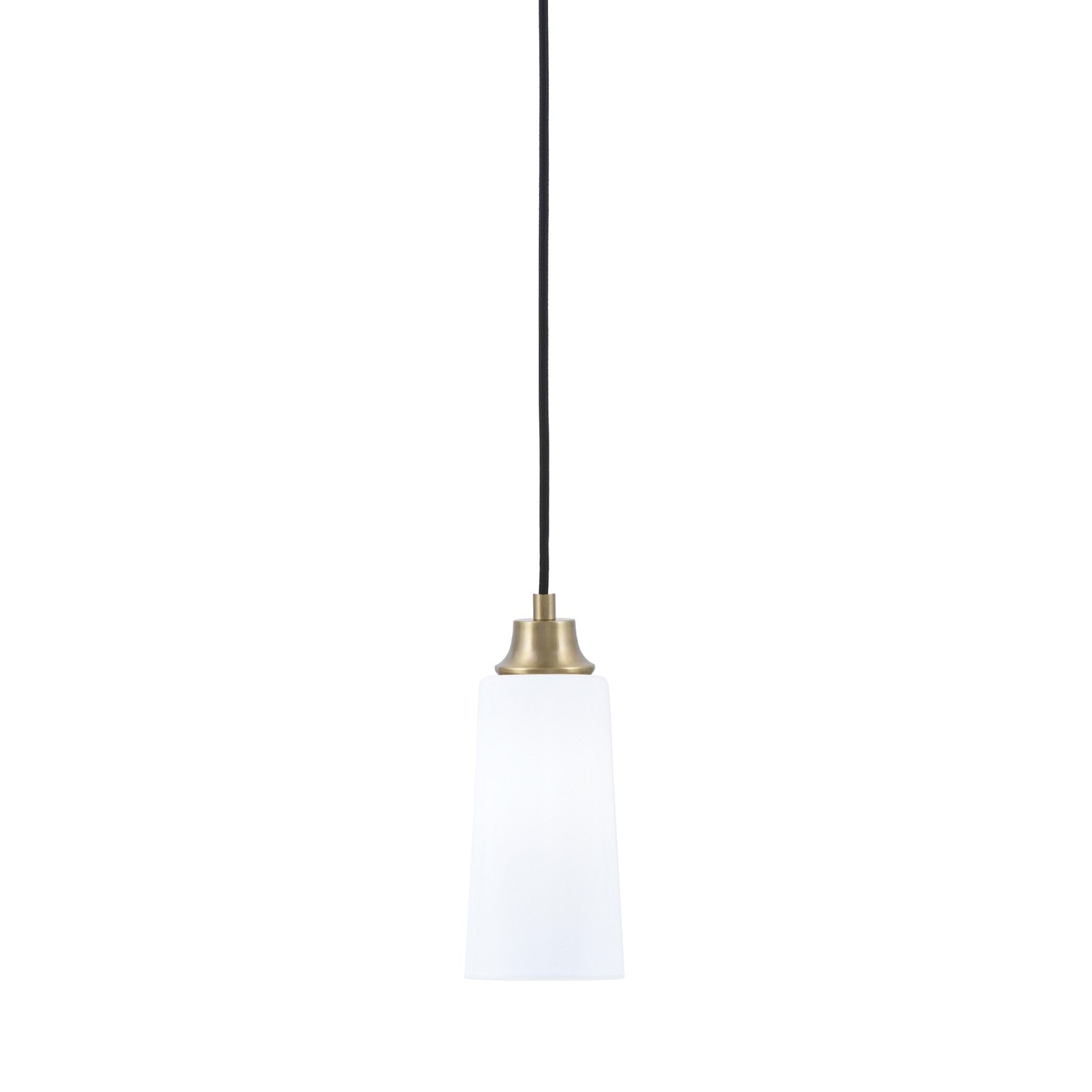 Toltec Cord 5in 1-Light Pendant | New Age Brass Steel and White Opal Glass | Kitchen Island & Dining Room | 5 x 5 x 12 in | Model 32-NAB-291