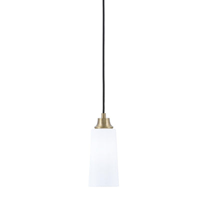 Toltec Cord 5in 1-Light Pendant | New Age Brass Steel and White Opal Glass | Kitchen Island & Dining Room | 5 x 5 x 12 in | Model 32-NAB-291