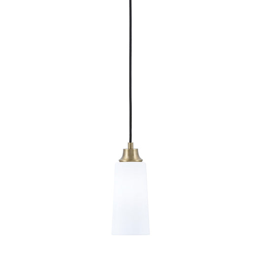 Toltec Cord 5in 1-Light Pendant | New Age Brass Steel and White Opal Glass | Kitchen Island & Dining Room | 5 x 5 x 12 in | Model 32-NAB-291