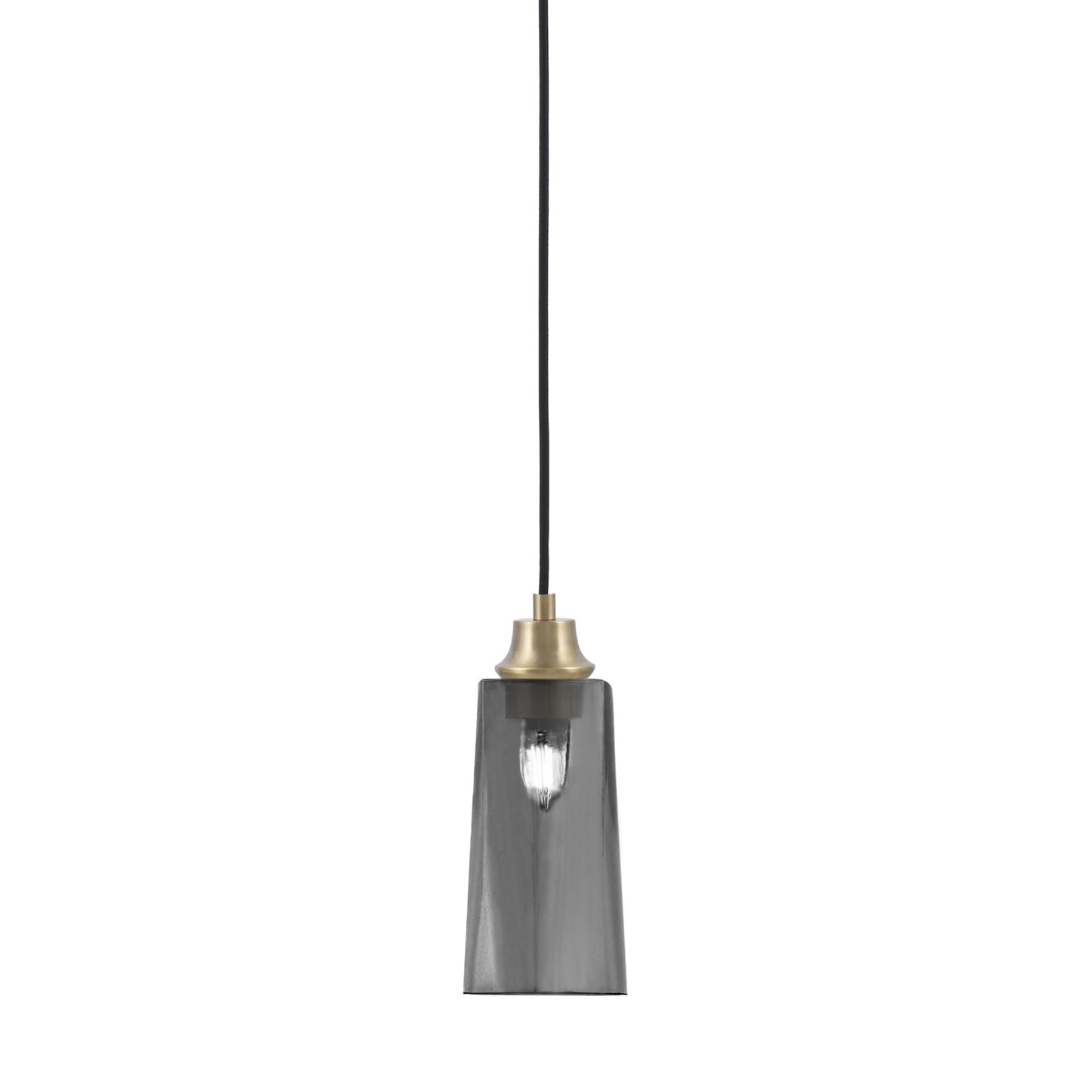 Toltec Cord 5in 1-Light Pendant | New Age Brass Steel and Smoke Bubble Glass | Kitchen Island & Dining Room | 5 x 12 in | Model 32-NAB-292