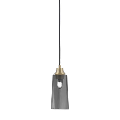 Toltec Cord 5in 1-Light Pendant | New Age Brass Steel and Smoke Bubble Glass | Kitchen Island & Dining Room | 5 x 12 in | Model 32-NAB-292