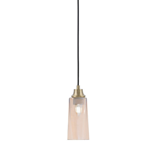 Toltec Cord 5.25in 1-Light Pendant | New Age Brass Steel and Amber Gradient Glass | Kitchen Island & Dining Room | 5.25 x 12 in | Model 32-NAB-293