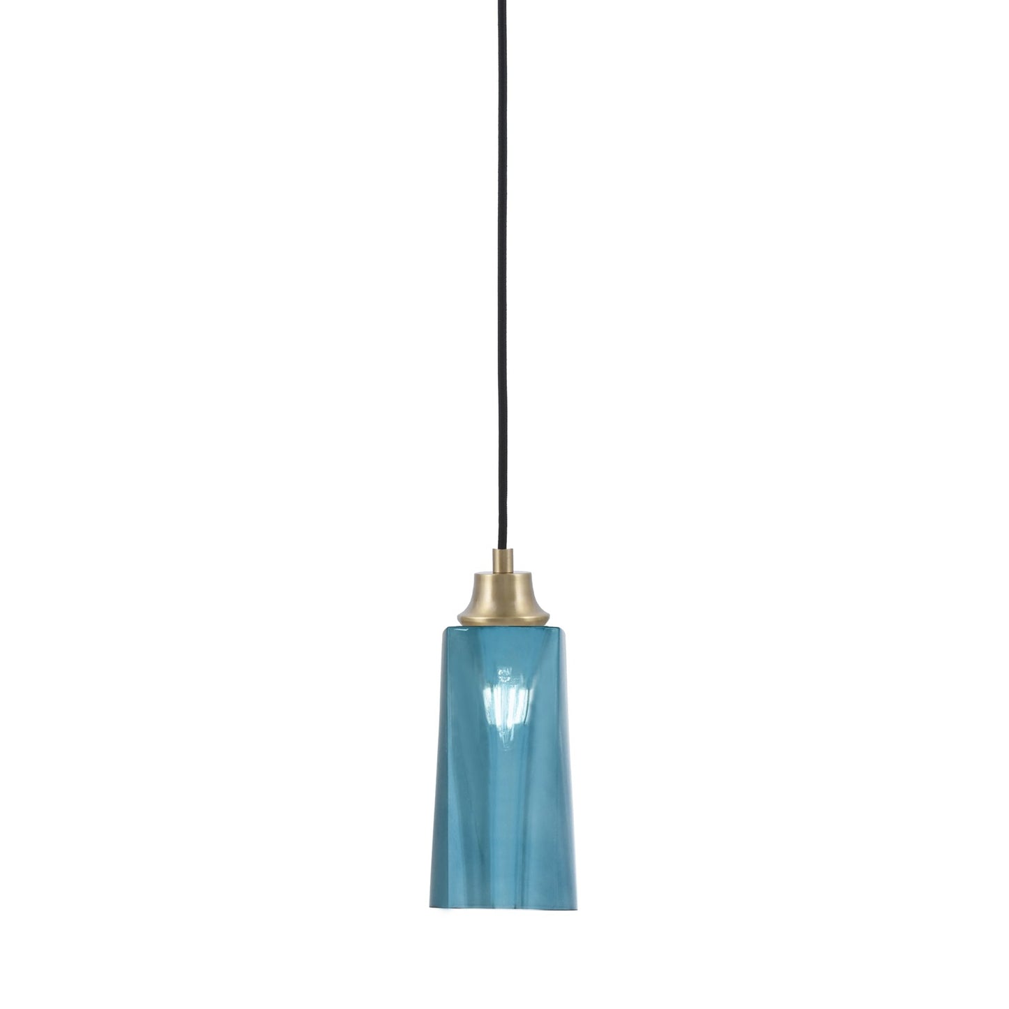 Toltec Cord 5in 1-Light Pendant | New Age Brass Steel and Blue Gradient Glass | Kitchen Island & Dining Room | 5 x 12 in | Model 32-NAB-295