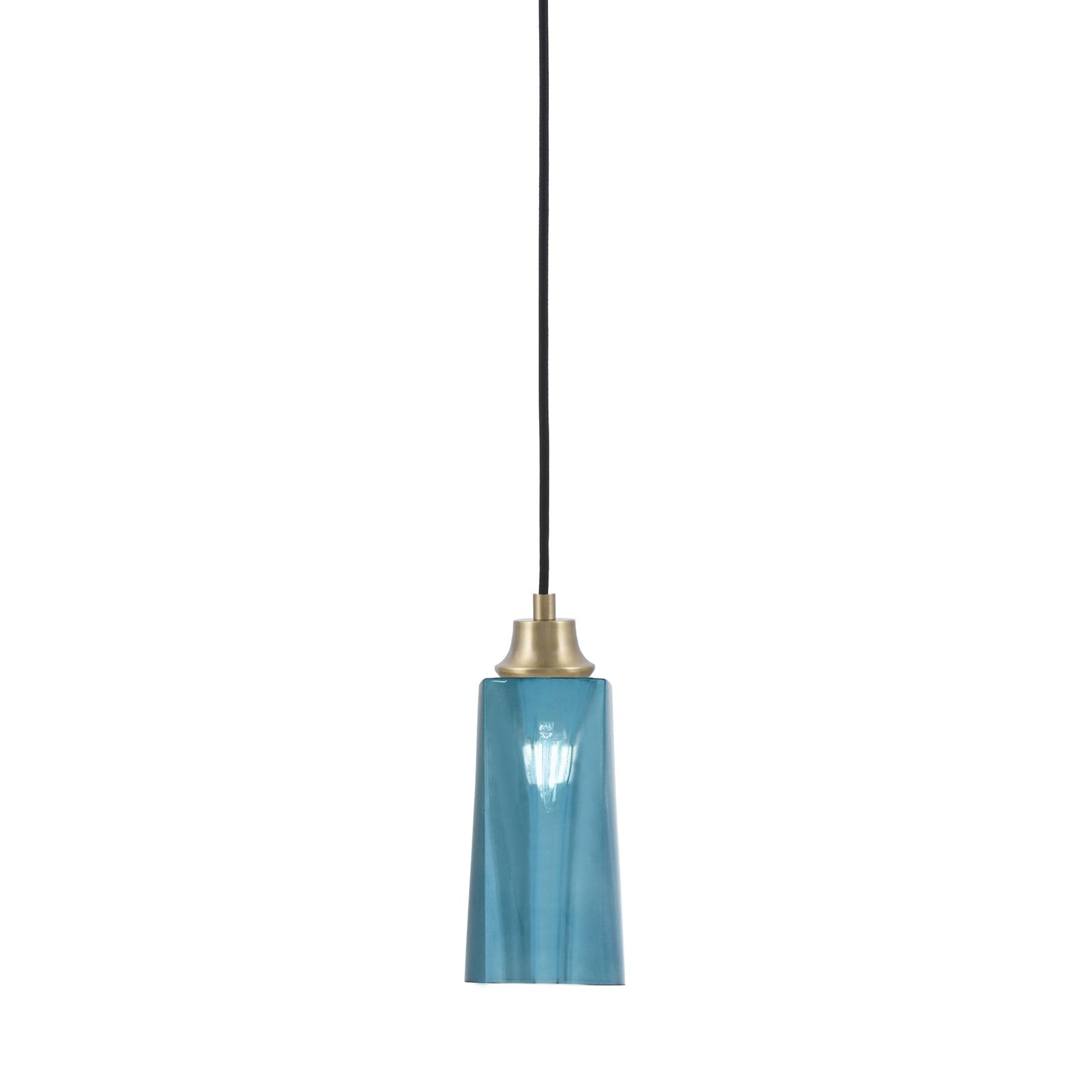 Toltec Cord 5in 1-Light Pendant | New Age Brass Steel and Blue Gradient Glass | Kitchen Island & Dining Room | 5 x 12 in | Model 32-NAB-295