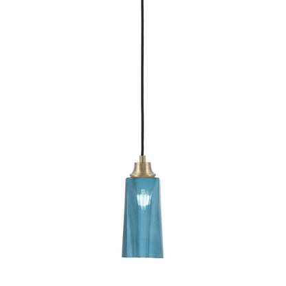 Toltec Cord 5in 1-Light Pendant | New Age Brass Steel and Blue Gradient Glass | Kitchen Island & Dining Room | 5 x 12 in | Model 32-NAB-295