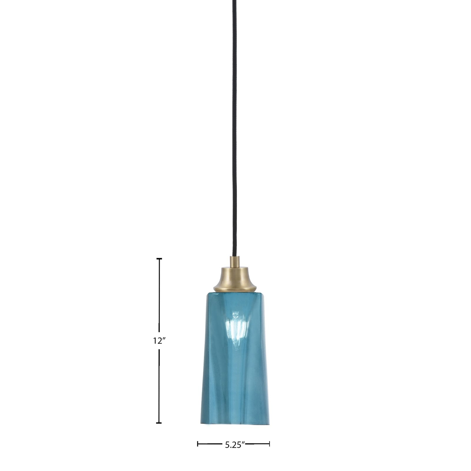 Toltec Cord 5in 1-Light Pendant | New Age Brass Steel and Blue Gradient Glass | Kitchen Island & Dining Room | 5 x 12 in | Model 32-NAB-295