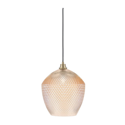 Toltec Cord 12in 1-Light Pendant | New Age Brass Steel and Amber Textured Glass | Kitchen Island & Dining Room | 12 x 12 x 15 in | Model 32-NAB-4223