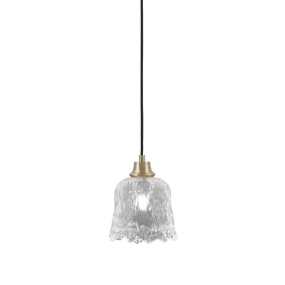 Toltec Cord 7in 1-Light Pendant | New Age Brass Steel and Clear Lava Glass | Kitchen Island & Dining Room | 7 x 7 x 8.75 in | Model 32-NAB-4230