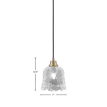Toltec Cord 7in 1-Light Pendant | New Age Brass Steel and Clear Lava Glass | Kitchen Island & Dining Room | 7 x 7 x 8.75 in | Model 32-NAB-4230