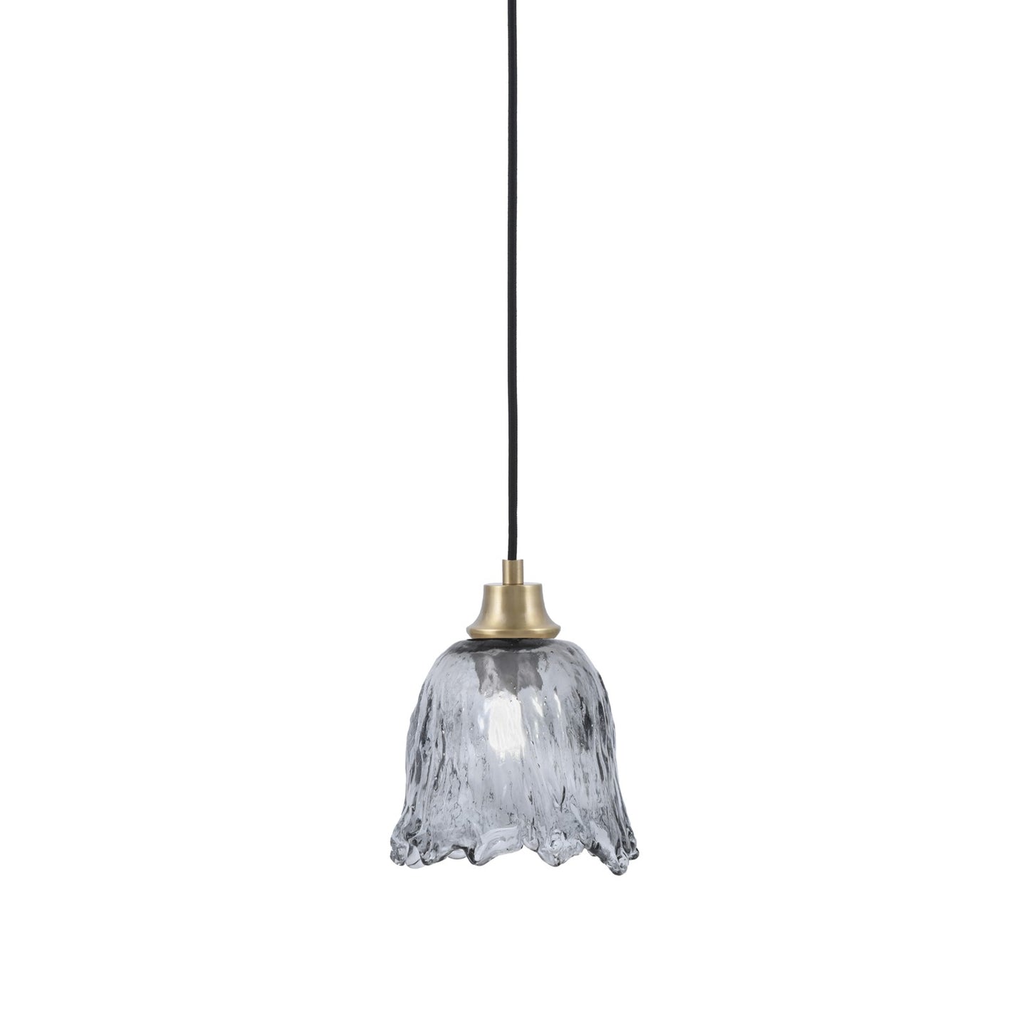 Toltec Cord 7in 1-Light Pendant | New Age Brass Steel and Smoke Lava Glass | Kitchen Island & Dining Room | 7 x 7 x 8.75 in | Model 32-NAB-4232