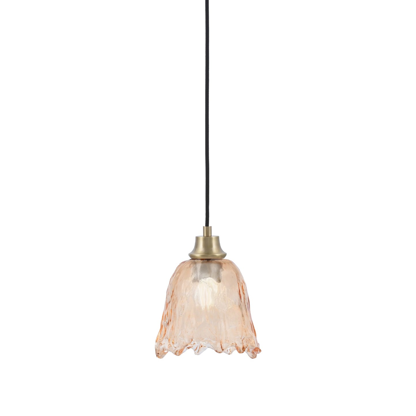 Toltec Cord 7in 1-Light Pendant | New Age Brass Steel and Amber Lava Glass | Kitchen Island & Dining Room | 7 x 7 x 8.75 in | Model 32-NAB-4233