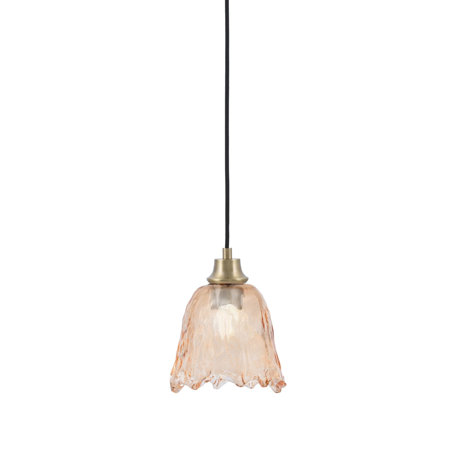 Toltec Cord 7in 1-Light Pendant | New Age Brass Steel and Amber Lava Glass | Kitchen Island & Dining Room | 7 x 7 x 8.75 in | Model 32-NAB-4233