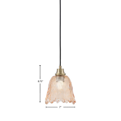 Toltec Cord 7in 1-Light Pendant | New Age Brass Steel and Amber Lava Glass | Kitchen Island & Dining Room | 7 x 7 x 8.75 in | Model 32-NAB-4233