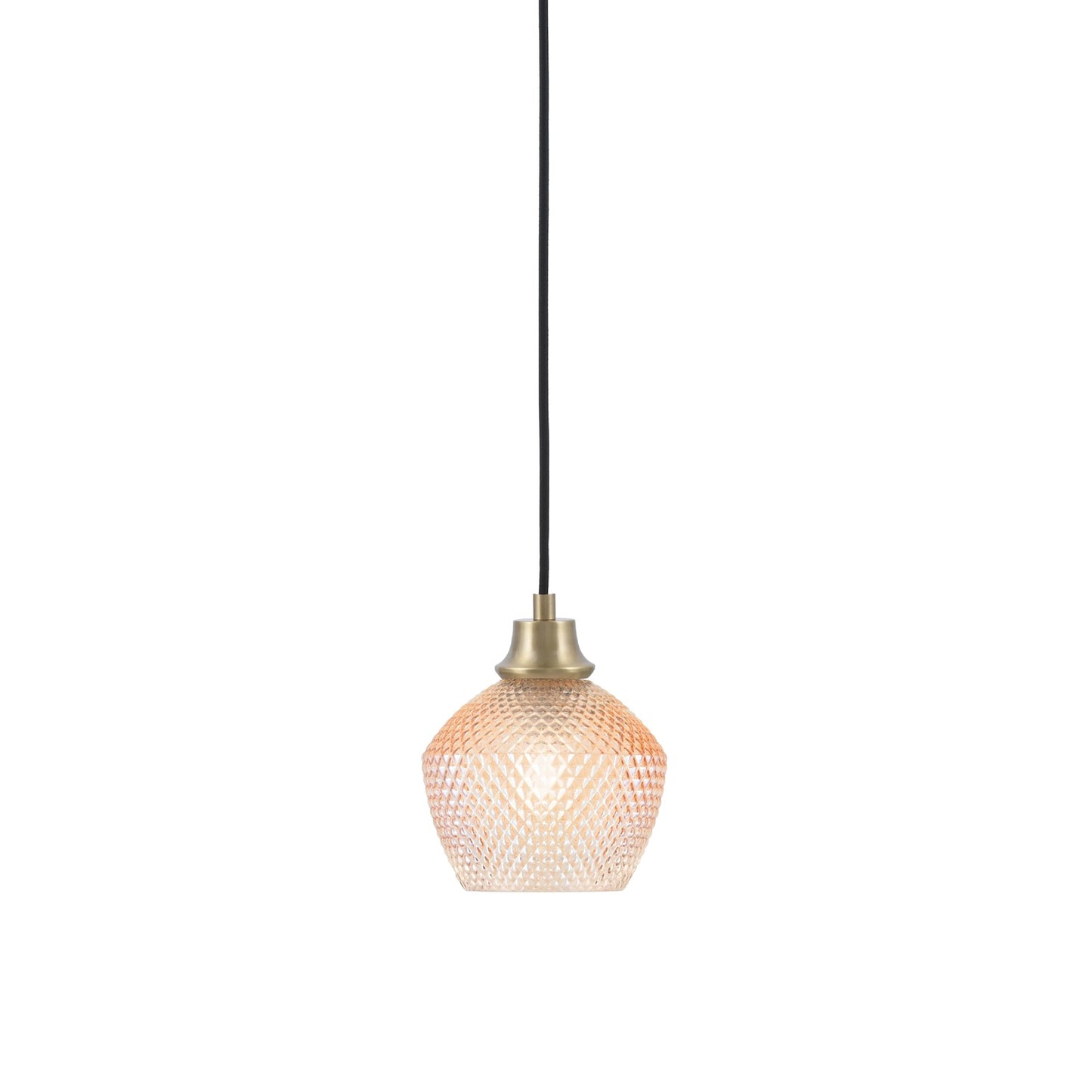 Toltec Cord 6in 1-Light Pendant | New Age Brass Steel and Amber Textured Glass | Kitchen Island & Dining Room | 6 x 7.5 in | Model 32-NAB-4623