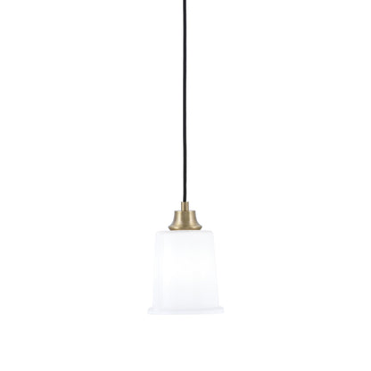 Toltec Cord 5.25in 1-Light Pendant | New Age Brass Steel and White Opal Glass | Kitchen Island & Dining Room | 5.25 x 8 in | Model 32-NAB-5031