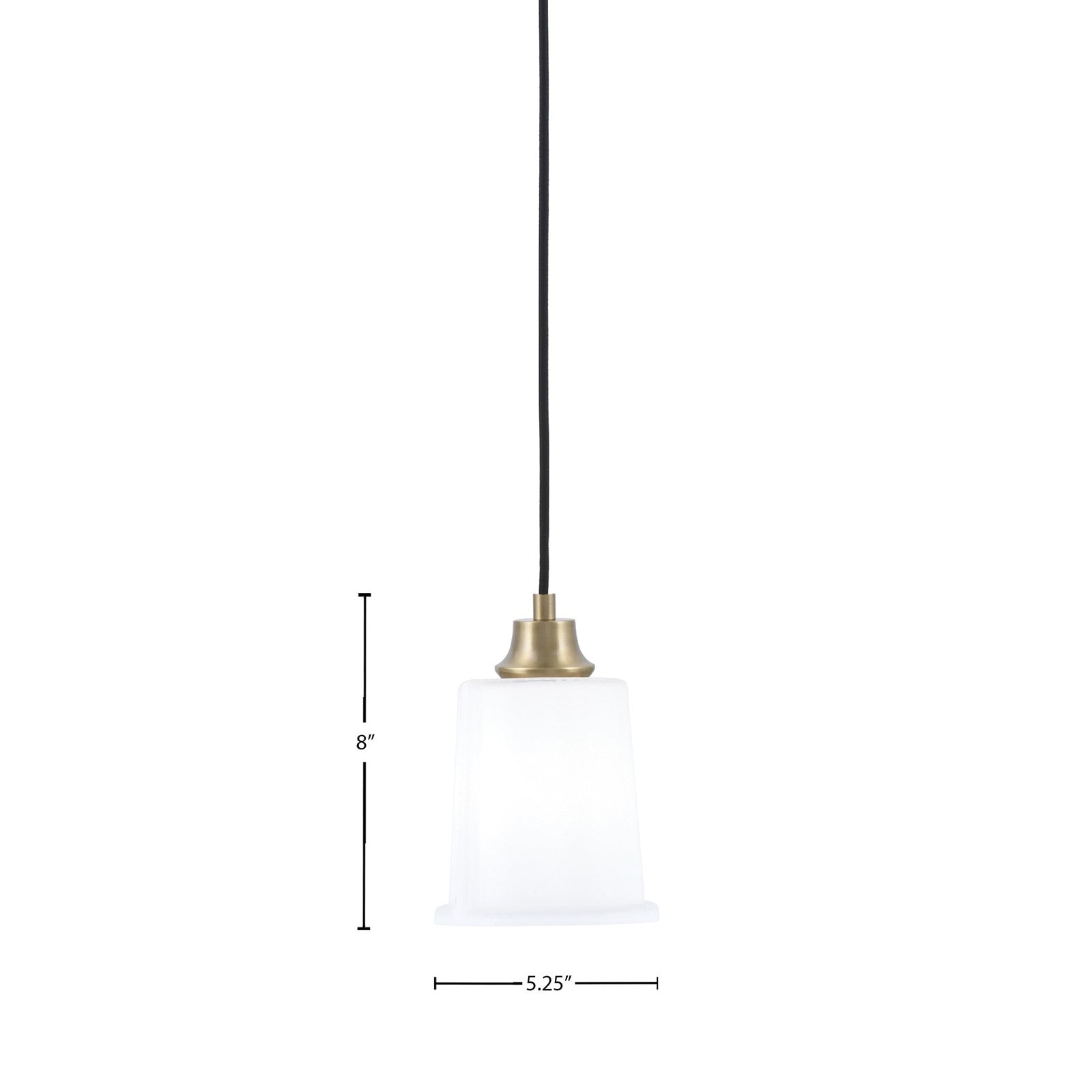 Toltec Cord 5.25in 1-Light Pendant | New Age Brass Steel and White Opal Glass | Kitchen Island & Dining Room | 5.25 x 8 in | Model 32-NAB-5031