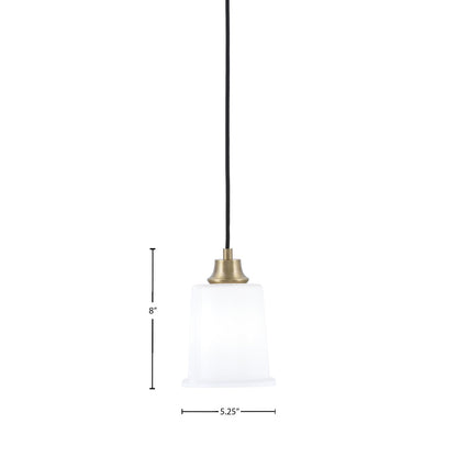 Toltec Cord 5.25in 1-Light Pendant | New Age Brass Steel and White Opal Glass | Kitchen Island & Dining Room | 5.25 x 8 in | Model 32-NAB-5031