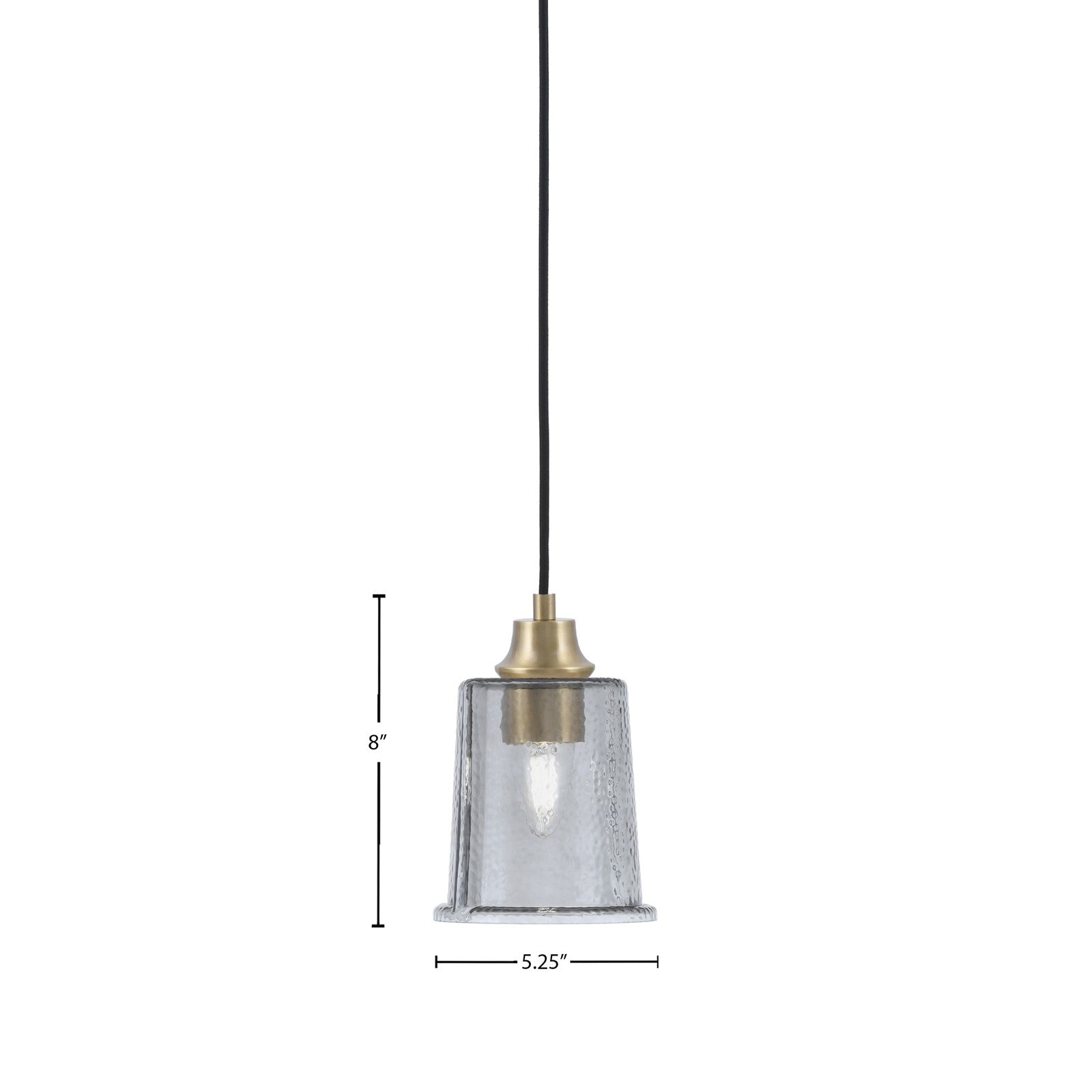 Toltec Cord Hung 5.25in 1-Light Pendant | Industrial New Age Brass and Smoke Bubble Glass | Kitchen Island & Dining Room | 5.25 x 5.25 x 8 in | Model 32-NAB-5032