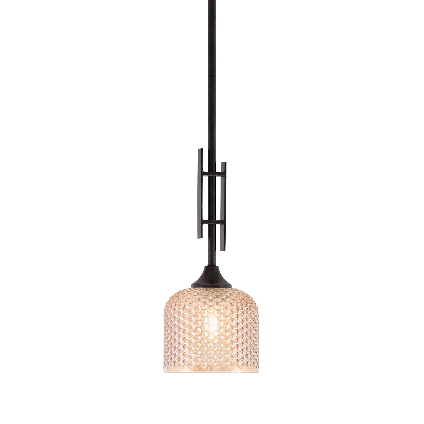 Toltec Uptowne 6in 1-Light Mini Pendant | Modern Dark Granite Steel and Amber Textured Glass | Kitchen Island & Dining Room | 6 x 18.25 in | Model 320-DG-4613
