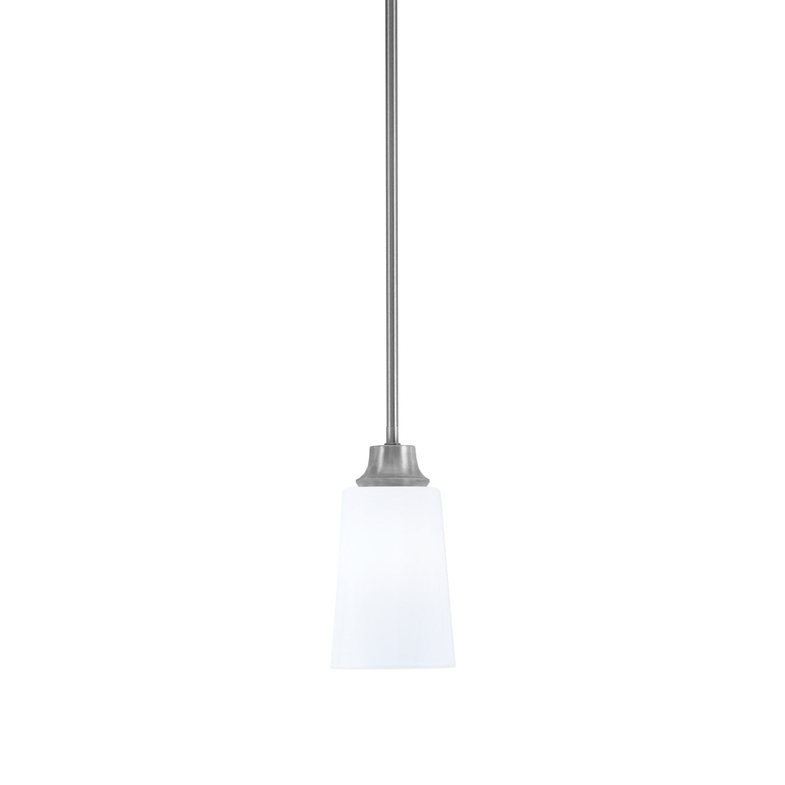 Toltec Stem Hung 4.5in 1-Light Pendant | Minimalist Graphite Steel and White Opal Glass | Kitchen Island & Dining Room | 4.5 x 4.5 x 9 in | Model 33-GP-261