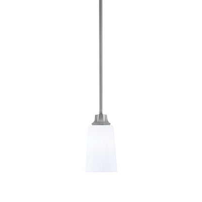 Toltec Stem Hung 4.5in 1-Light Pendant | Minimalist Graphite Steel and White Opal Glass | Kitchen Island & Dining Room | 4.5 x 4.5 x 9 in | Model 33-GP-261