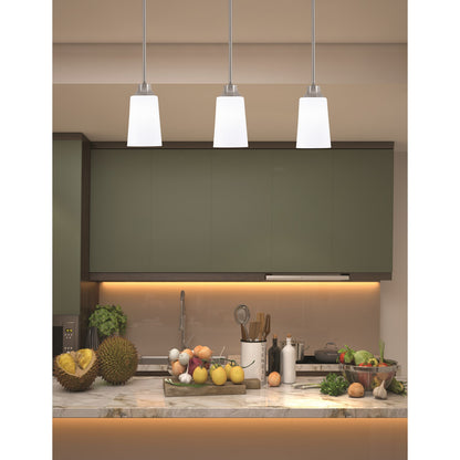 Toltec Stem Hung 4.5in 1-Light Pendant | Minimalist Graphite Steel and White Opal Glass | Kitchen Island & Dining Room | 4.5 x 4.5 x 9 in | Model 33-GP-261