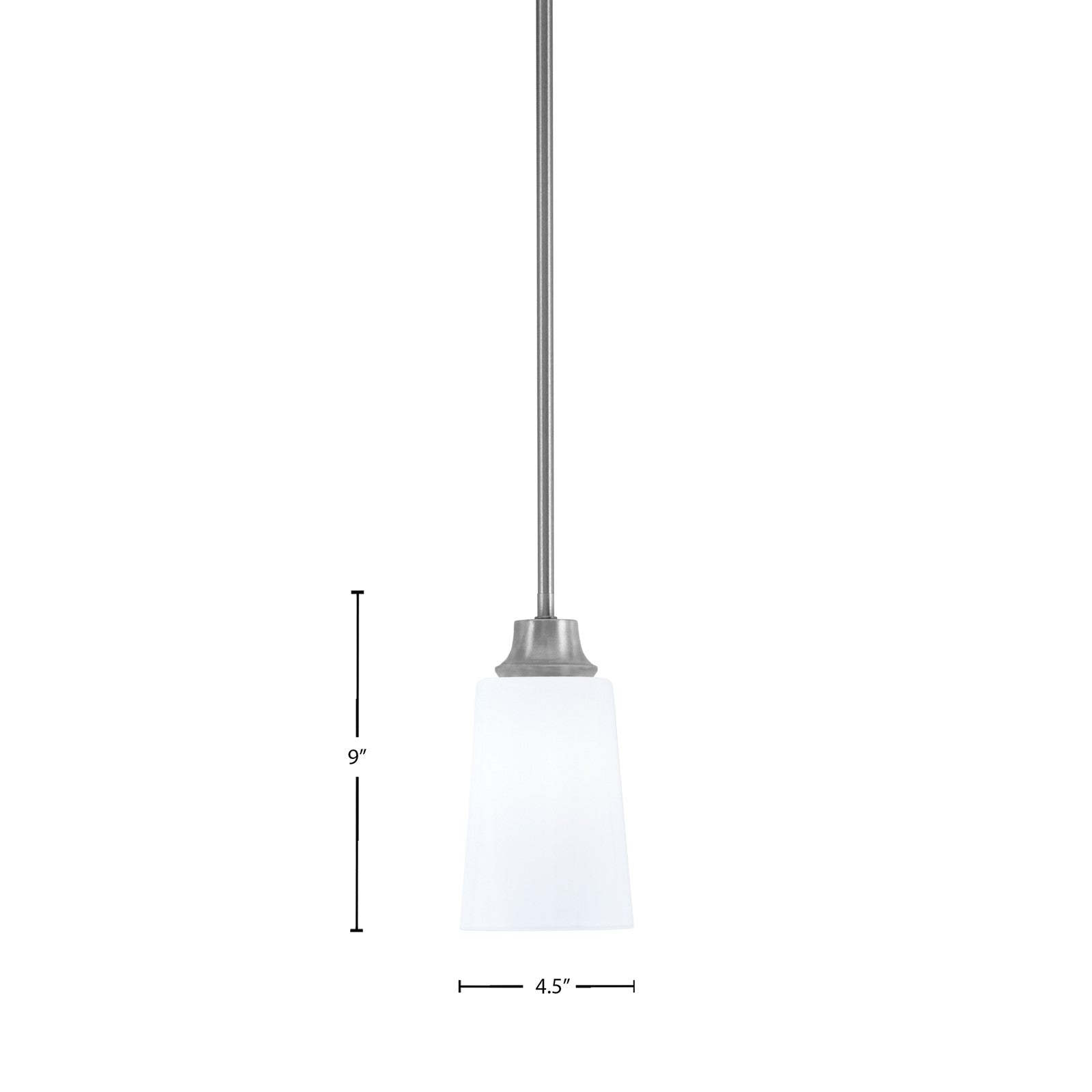 Toltec Stem Hung 4.5in 1-Light Pendant | Minimalist Graphite Steel and White Opal Glass | Kitchen Island & Dining Room | 4.5 x 4.5 x 9 in | Model 33-GP-261