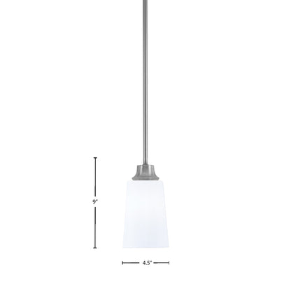 Toltec Stem Hung 4.5in 1-Light Pendant | Minimalist Graphite Steel and White Opal Glass | Kitchen Island & Dining Room | 4.5 x 4.5 x 9 in | Model 33-GP-261