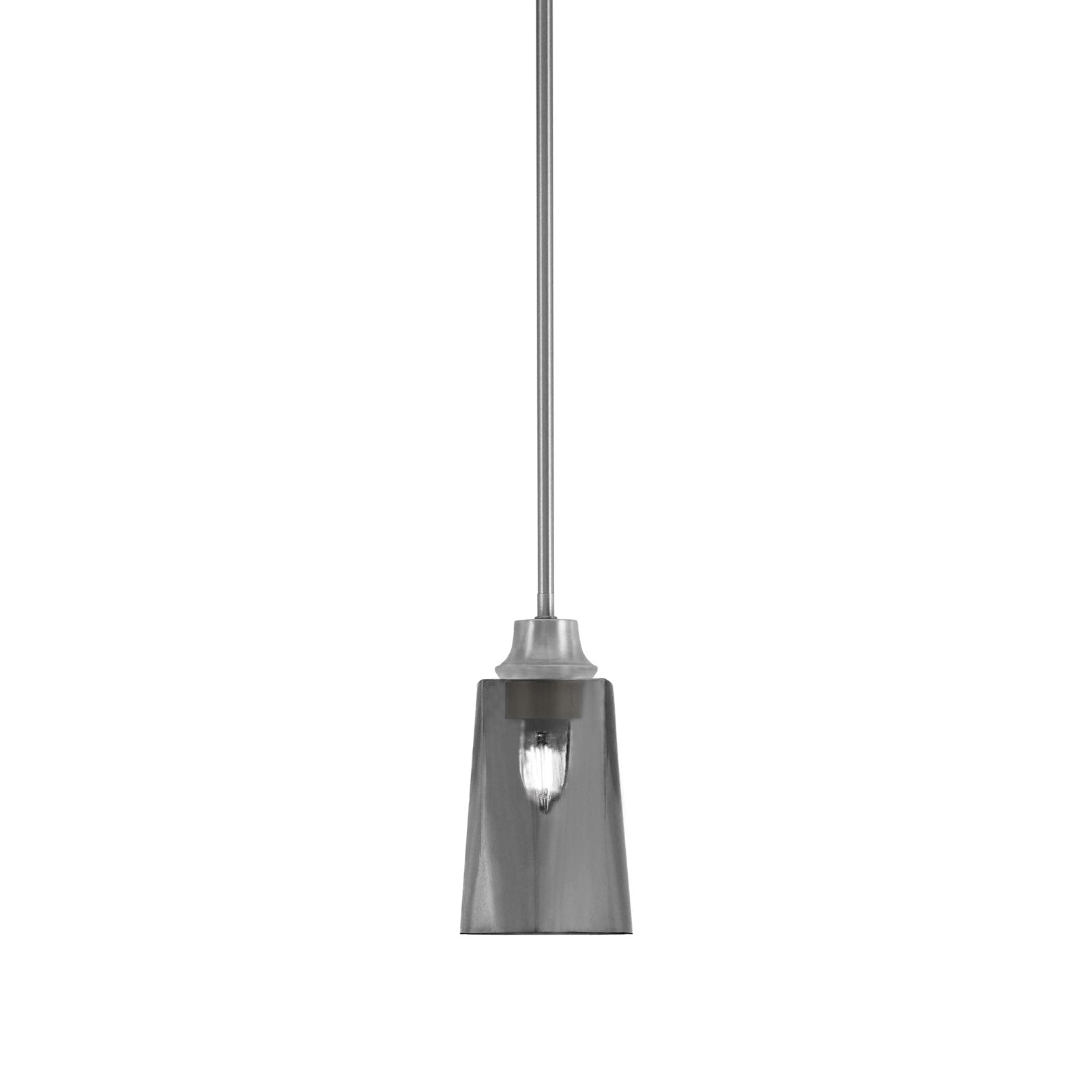 Toltec Stem Hung 4.5in 1-Light Pendant | Minimalist Graphite Steel and Smoke Bubble Glass | Kitchen Island & Dining Room | 4.5 x 4.5 x 9 in | Model 33-GP-262