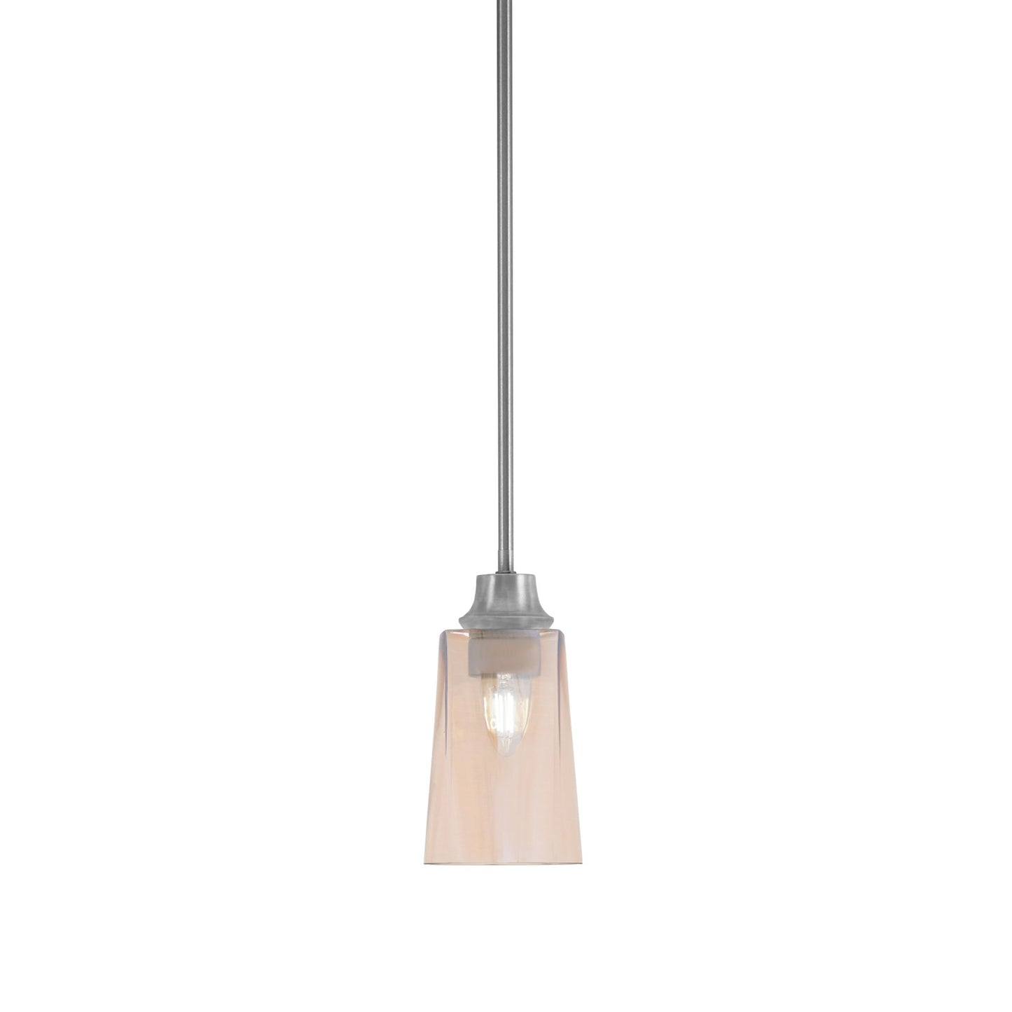 Toltec Stem 4.5in 1-Light Pendant | Industrial Graphite Steel and Amber Gradient Glass | Kitchen Island & Dining Room | 4.5 x 9 in | Model 33-GP-263