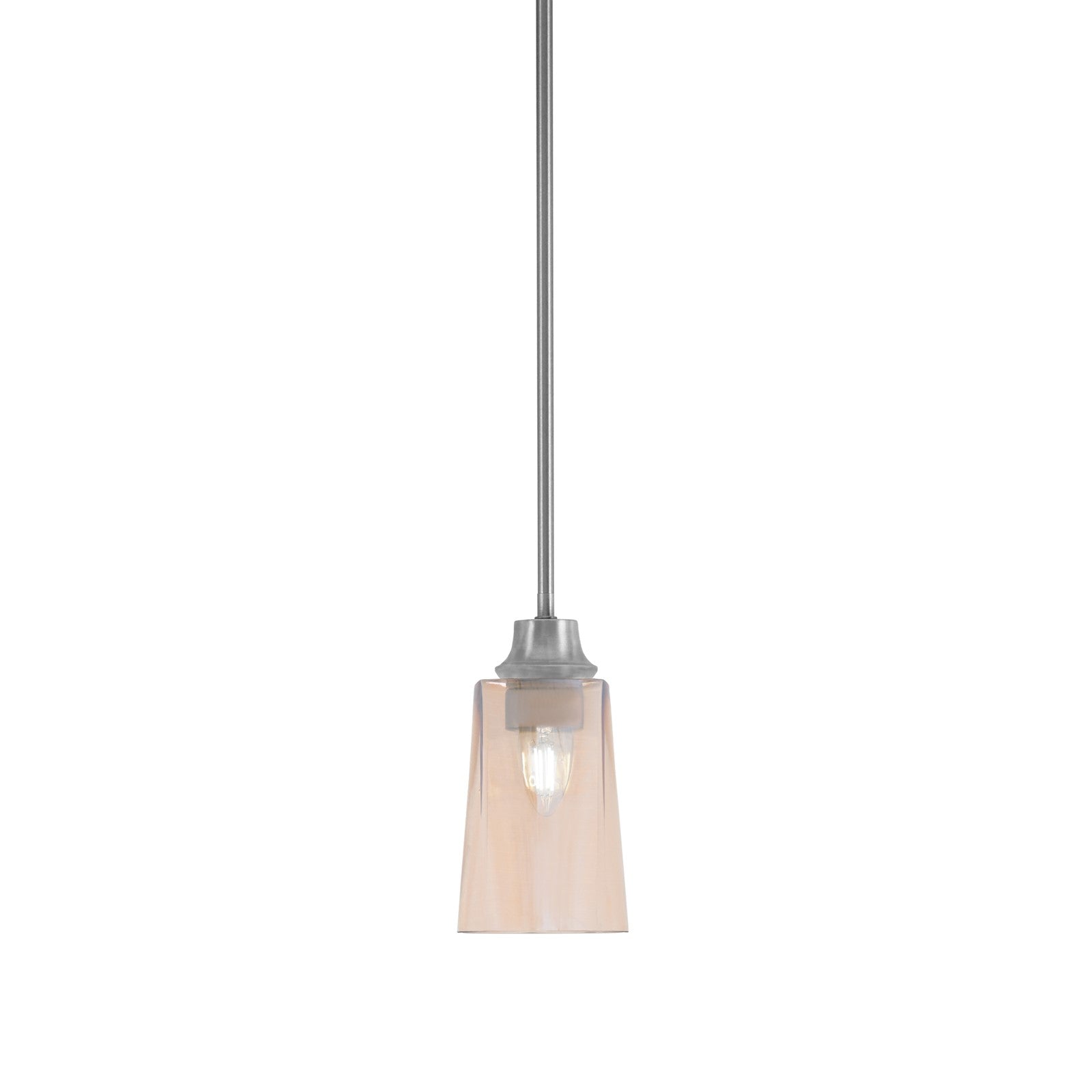 Toltec Stem 4.5in 1-Light Pendant | Industrial Graphite Steel and Amber Gradient Glass | Kitchen Island & Dining Room | 4.5 x 9 in | Model 33-GP-263