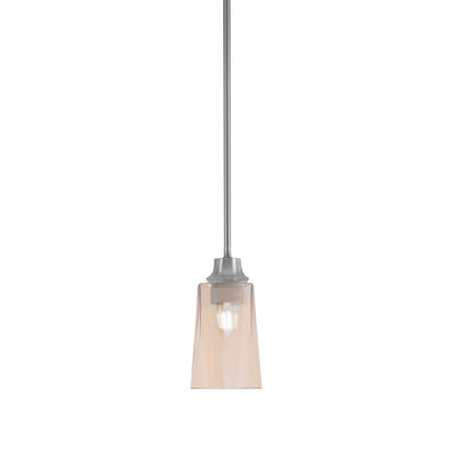 Toltec Stem 4.5in 1-Light Pendant | Industrial Graphite Steel and Amber Gradient Glass | Kitchen Island & Dining Room | 4.5 x 9 in | Model 33-GP-263
