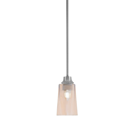 Toltec Stem 4.5in 1-Light Pendant | Industrial Graphite Steel and Amber Gradient Glass | Kitchen Island & Dining Room | 4.5 x 9 in | Model 33-GP-263