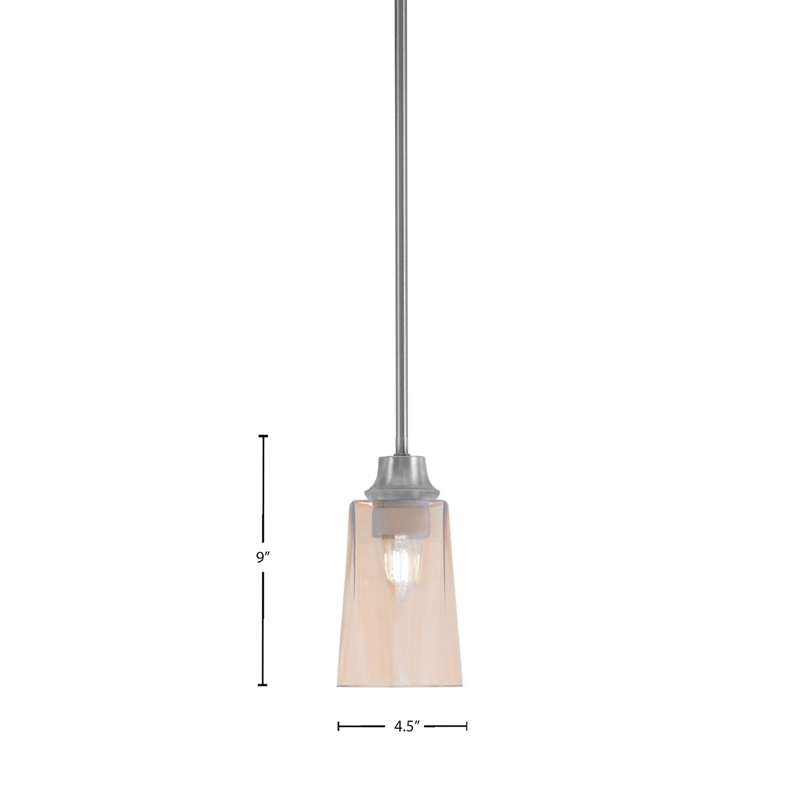 Toltec Stem 4.5in 1-Light Pendant | Industrial Graphite Steel and Amber Gradient Glass | Kitchen Island & Dining Room | 4.5 x 9 in | Model 33-GP-263