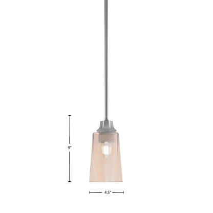 Toltec Stem 4.5in 1-Light Pendant | Industrial Graphite Steel and Amber Gradient Glass | Kitchen Island & Dining Room | 4.5 x 9 in | Model 33-GP-263