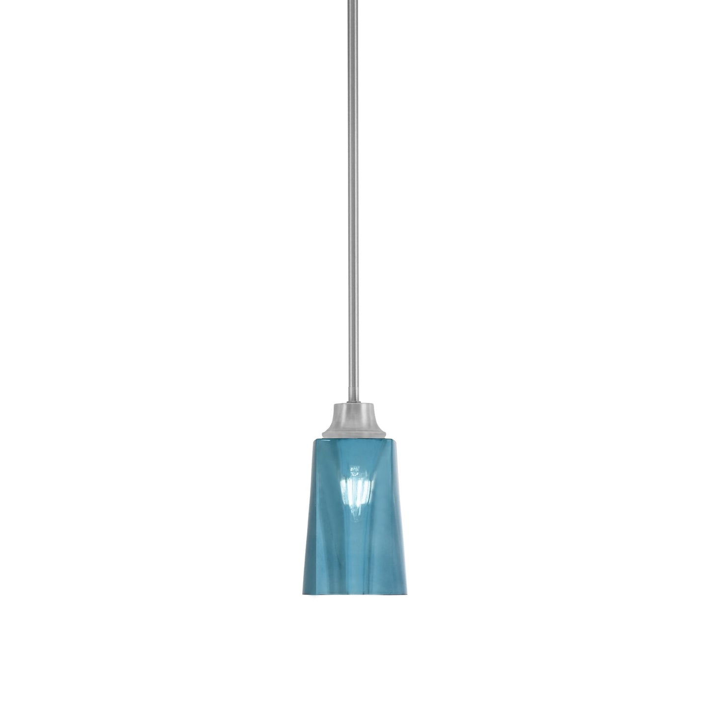 Toltec Stem 4.5in 1-Light Pendant | Industrial Graphite Steel and Blue Gradient Glass | Kitchen Island & Dining Room | 4.5 x 9 in | Model 33-GP-265