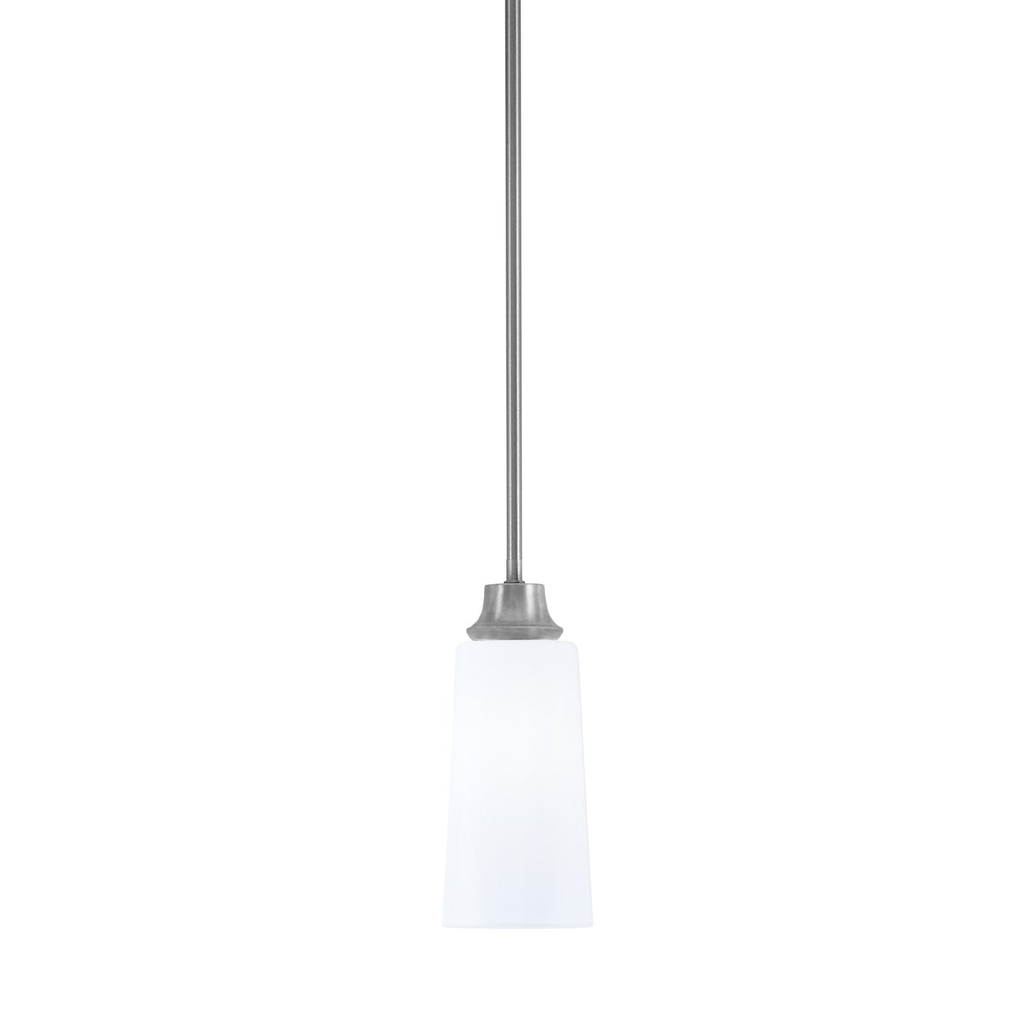 Toltec Stem 5.25in 1-Light Pendant | Industrial Graphite Steel and White Opal Glass | Kitchen Island & Dining Room | 5.25 x 11.75 in | Model 33-GP-291