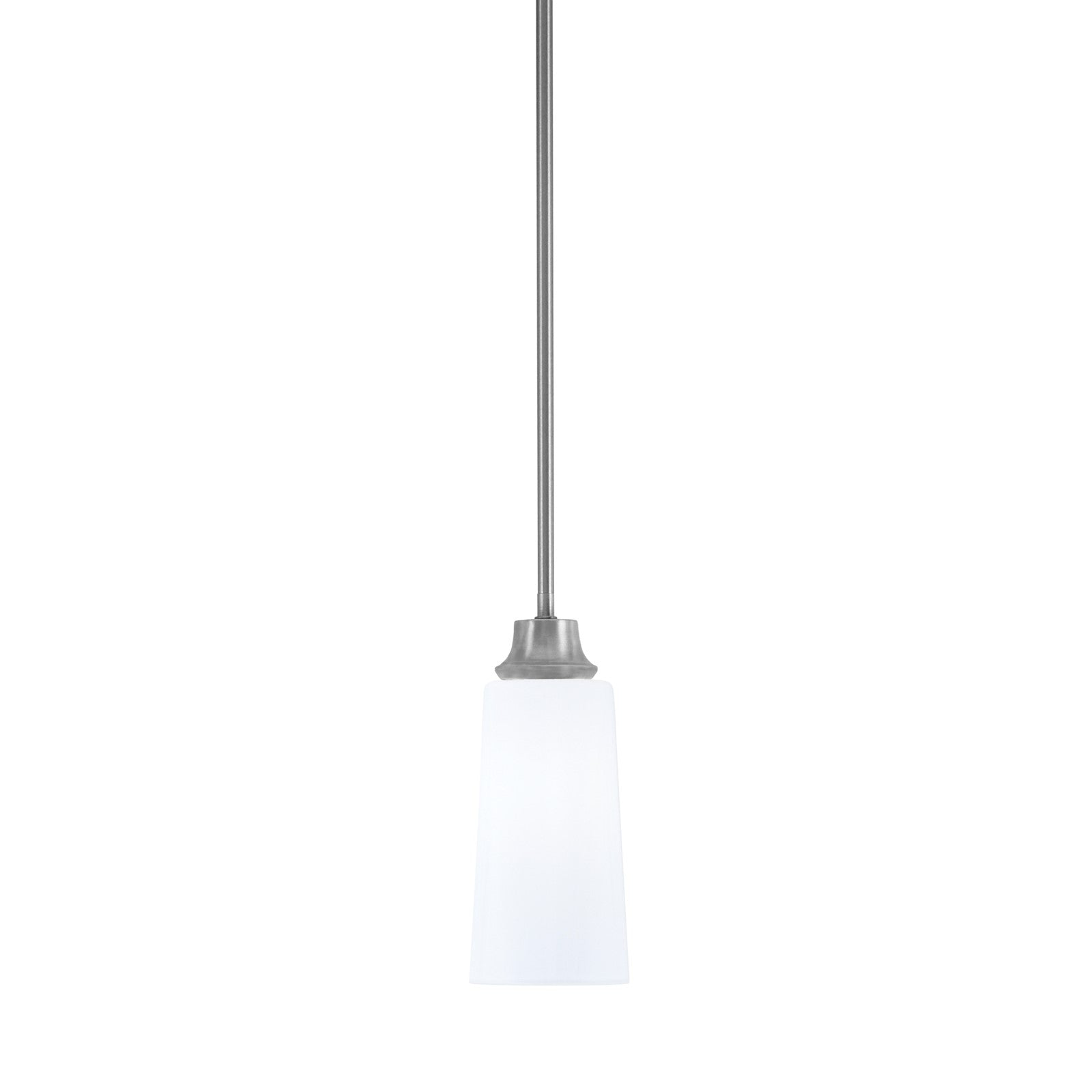 Toltec Stem 5.25in 1-Light Pendant | Industrial Graphite Steel and White Opal Glass | Kitchen Island & Dining Room | 5.25 x 11.75 in | Model 33-GP-291