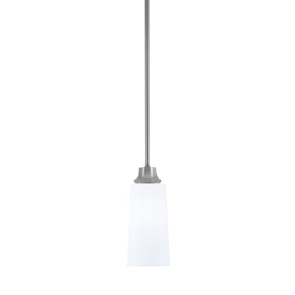 Toltec Stem 5.25in 1-Light Pendant | Industrial Graphite Steel and White Opal Glass | Kitchen Island & Dining Room | 5.25 x 11.75 in | Model 33-GP-291