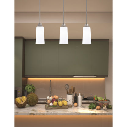 Toltec Stem 5.25in 1-Light Pendant | Industrial Graphite Steel and White Opal Glass | Kitchen Island & Dining Room | 5.25 x 11.75 in | Model 33-GP-291