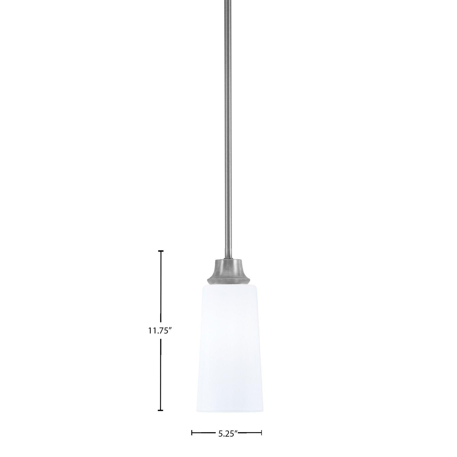 Toltec Stem 5.25in 1-Light Pendant | Industrial Graphite Steel and White Opal Glass | Kitchen Island & Dining Room | 5.25 x 11.75 in | Model 33-GP-291