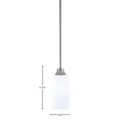 Toltec Stem 5.25in 1-Light Pendant | Industrial Graphite Steel and White Opal Glass | Kitchen Island & Dining Room | 5.25 x 11.75 in | Model 33-GP-291